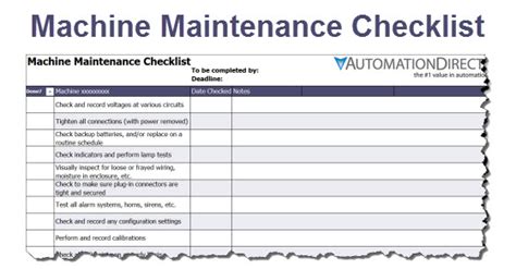 machine cleaning checklist